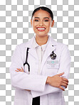 Portrait, doctor and smile of woman with arms crossed, confidenc