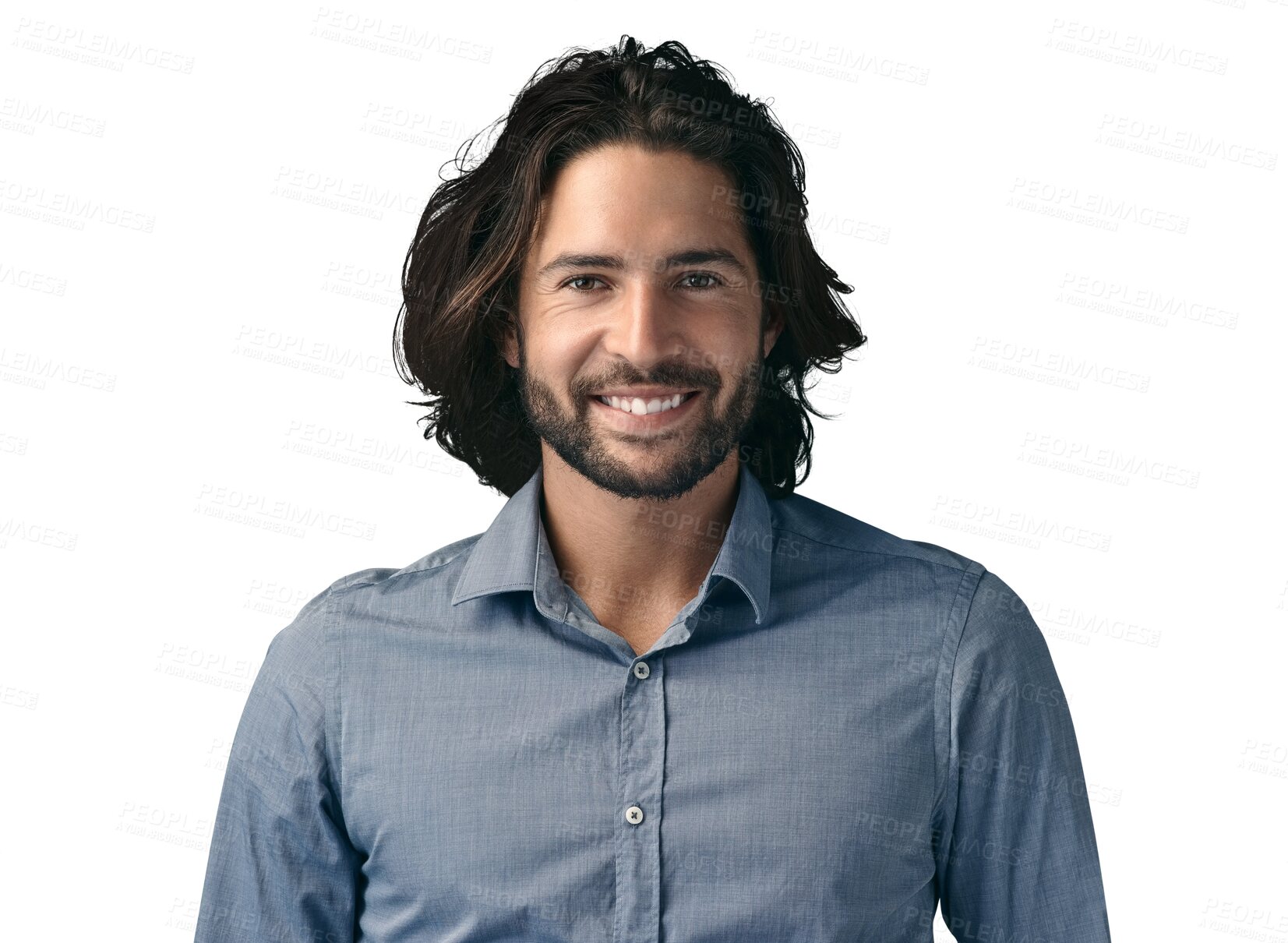 Buy stock photo Portrait, smile and business man, professional employee or happy designer for creative development job. Career experience, happiness and face of design expert isolated on transparent, png background