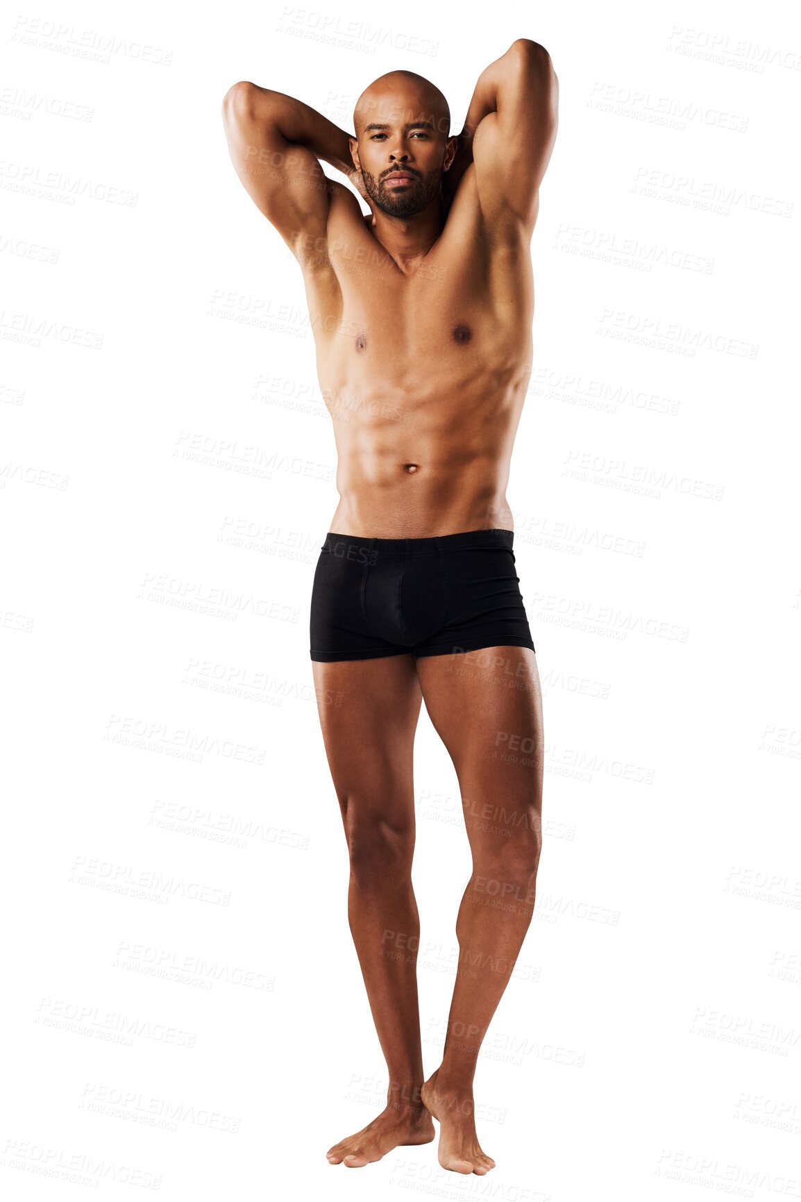 Buy stock photo Health, muscle and portrait of man in underwear on isolated, png and transparent background. Fitness, wellness and muscular body of person pose for strength, bodybuilder training and confidence