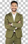 Business man, arms crossed and entrepreneur portrait with work c