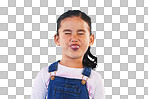 Funny, face of child and girl with silly, goofy or facial expres