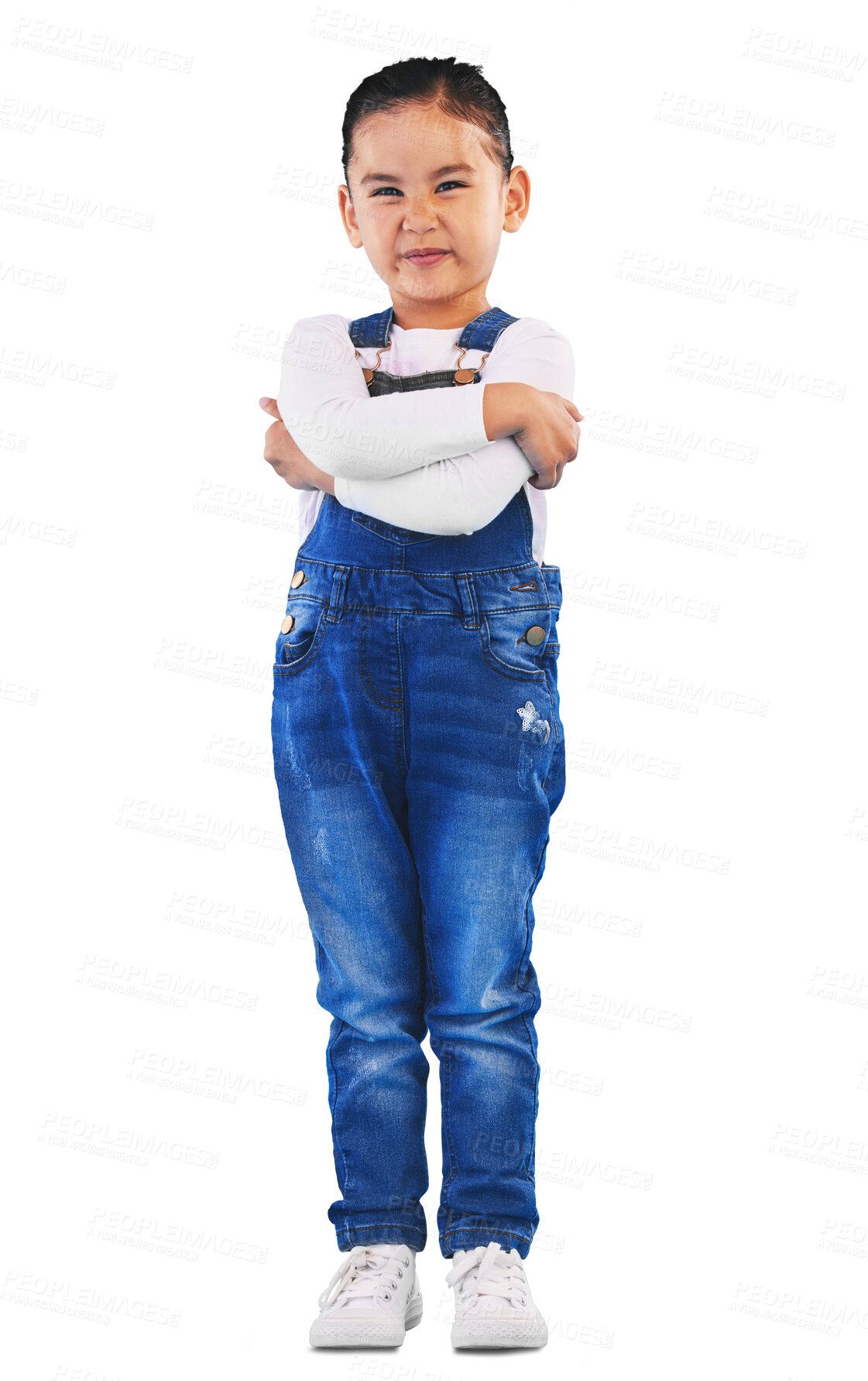 Buy stock photo Tantrum, attitude and portrait of girl child isolated on png transparent background with upset, mad and frustrated expression. Behaviour, pout and young kid with sad face for anger or facial emotion