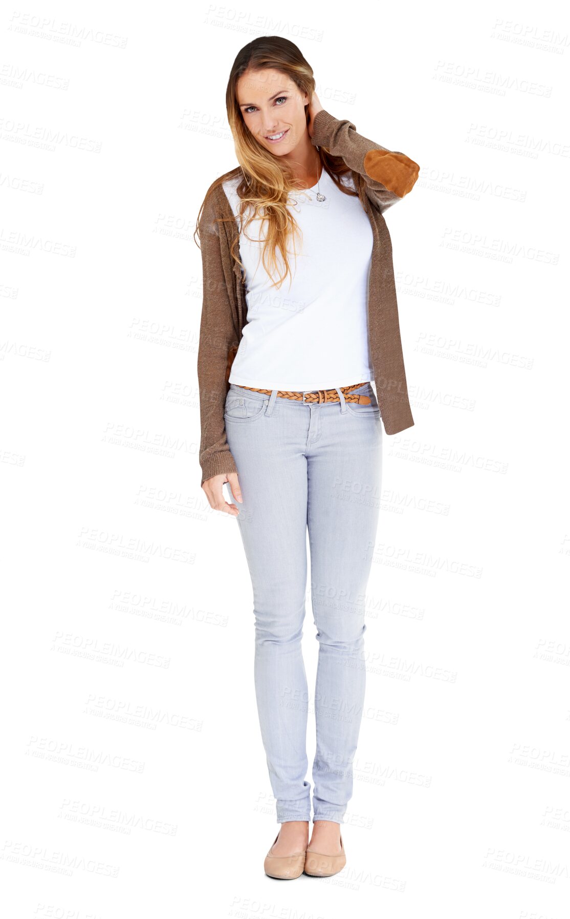 Buy stock photo Portrait, fashion and woman with confidence, casual outfit and model isolated on a transparent background. England, person and girl with happiness, smile and stylish clothes with png, joy and trendy