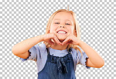 Buy stock photo Happy, smile and portrait of girl child with cute, joy and excited attitude with confidence. Fashion, childhood and hands on face of kid in fun or trendy outfit isolated by transparent png background