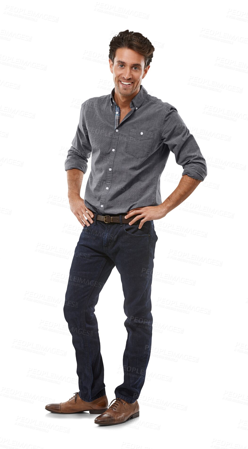 Buy stock photo Fashion, smile and portrait of man with confidence on isolated, png and transparent background. Happy, modern and stylish with full body of person with pride in trendy clothes, cool outfit and style