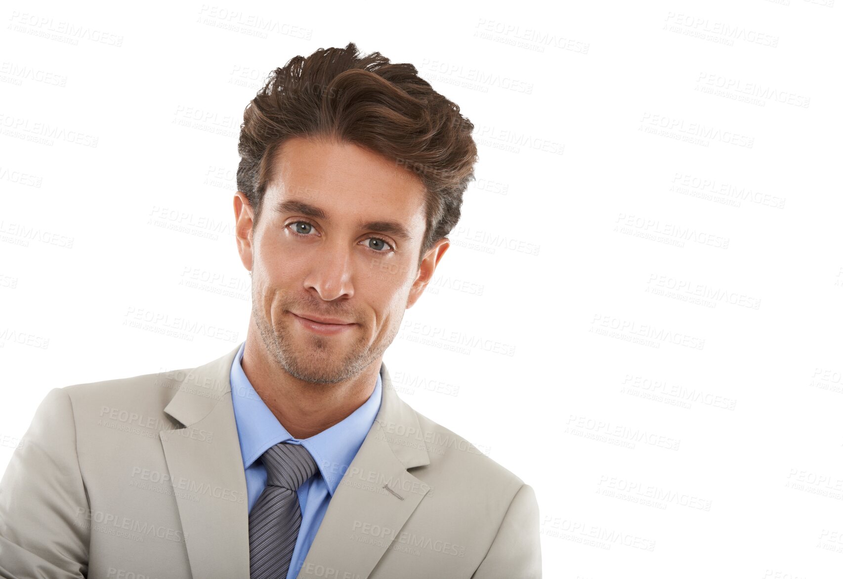 Buy stock photo Portrait, confident business man and entrepreneur, corporate employee or agent in profile picture. Face, professional consultant and advisor working in Spain isolated on a transparent png background