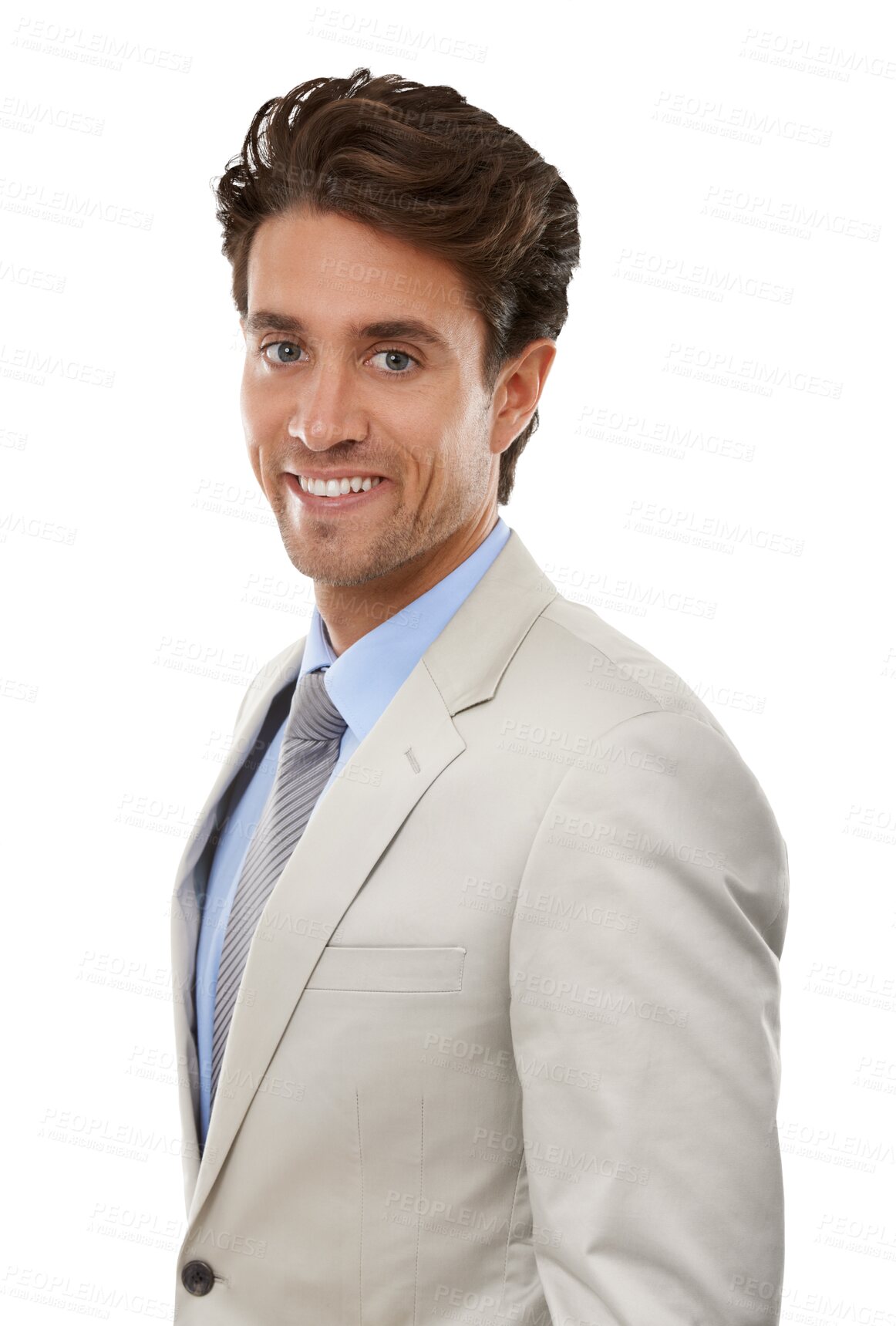 Buy stock photo Portrait, business and man with confidence, employee and worker isolated on a transparent background. Face, person and model with happiness, agent and entrepreneur with a suit, png and consultant