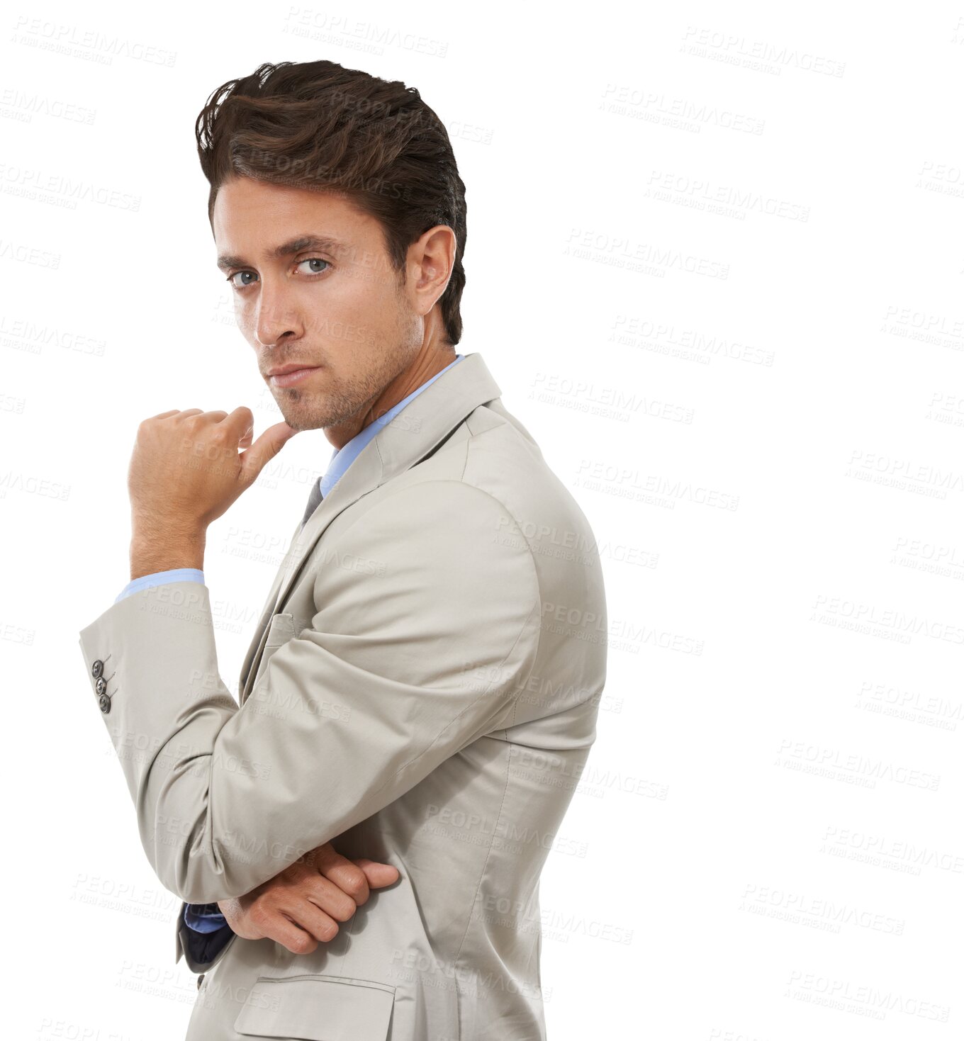 Buy stock photo Man, portrait and business professional or confident for sales agent company, work suit or isolated on transparent png background. Male person, face and serious for corporate growth, pride or formal