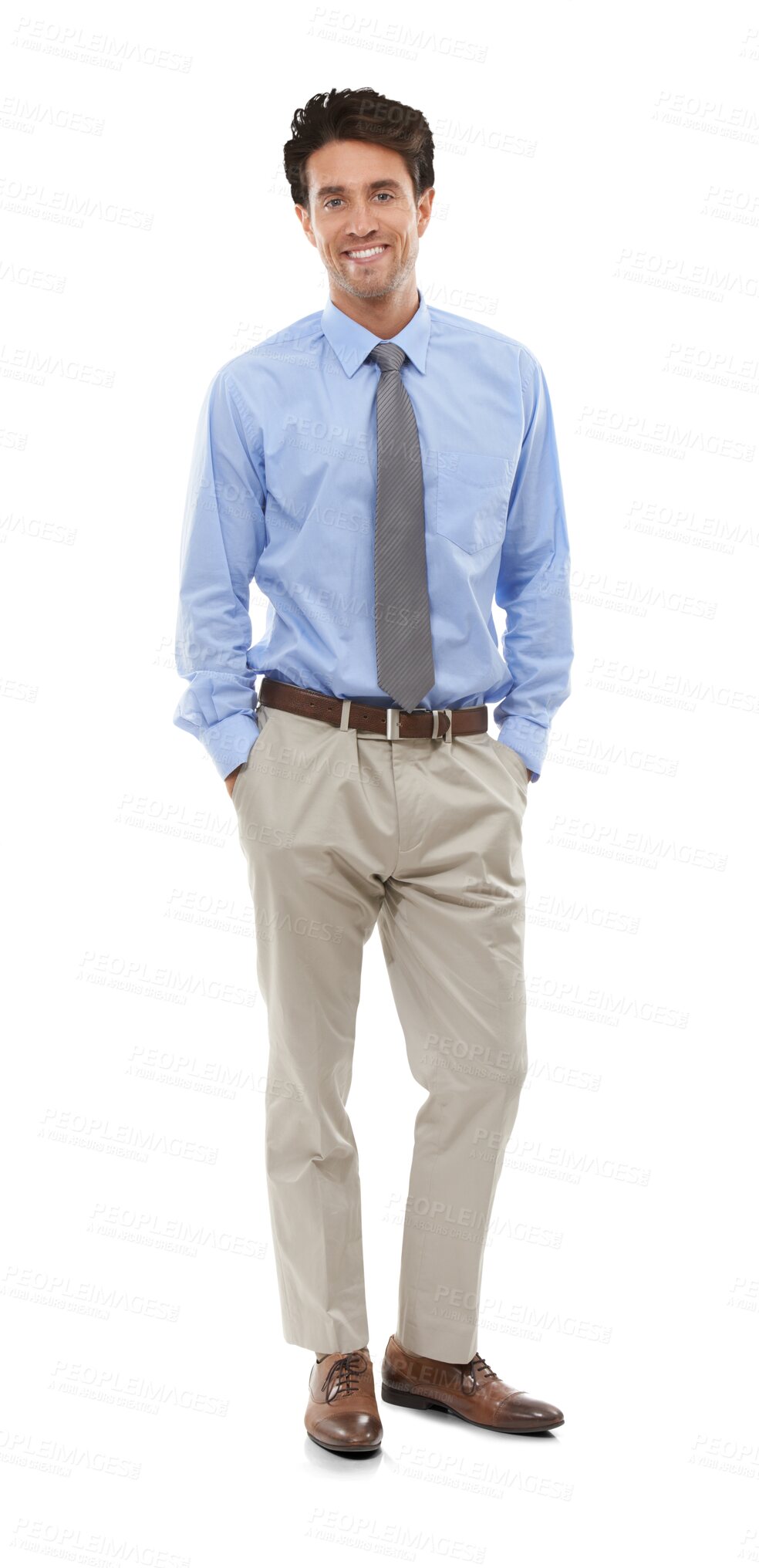 Buy stock photo Portrait, businessman with smile and standing isolated on transparent png background in business fashion. Confident salesman, office worker or happy man with professional career, job pride and style.