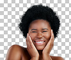 Skincare, portrait and African woman in studio with a natural, w