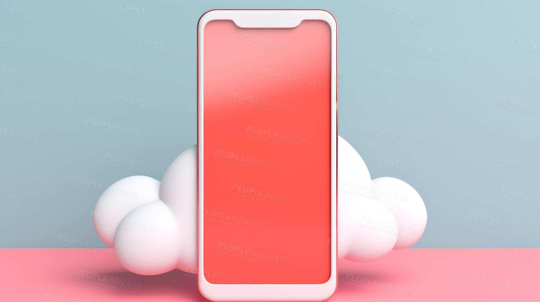 Buy stock photo Smartphone with blank red screen for business marketing and advertising. Add your copy here.