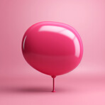 3d Blank pink speech bubble. Social media notification chat icon. Copyspace dialogue box
