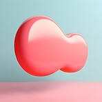 3d Blank pink speech bubble. Social media notification chat icon. Copyspace dialogue box