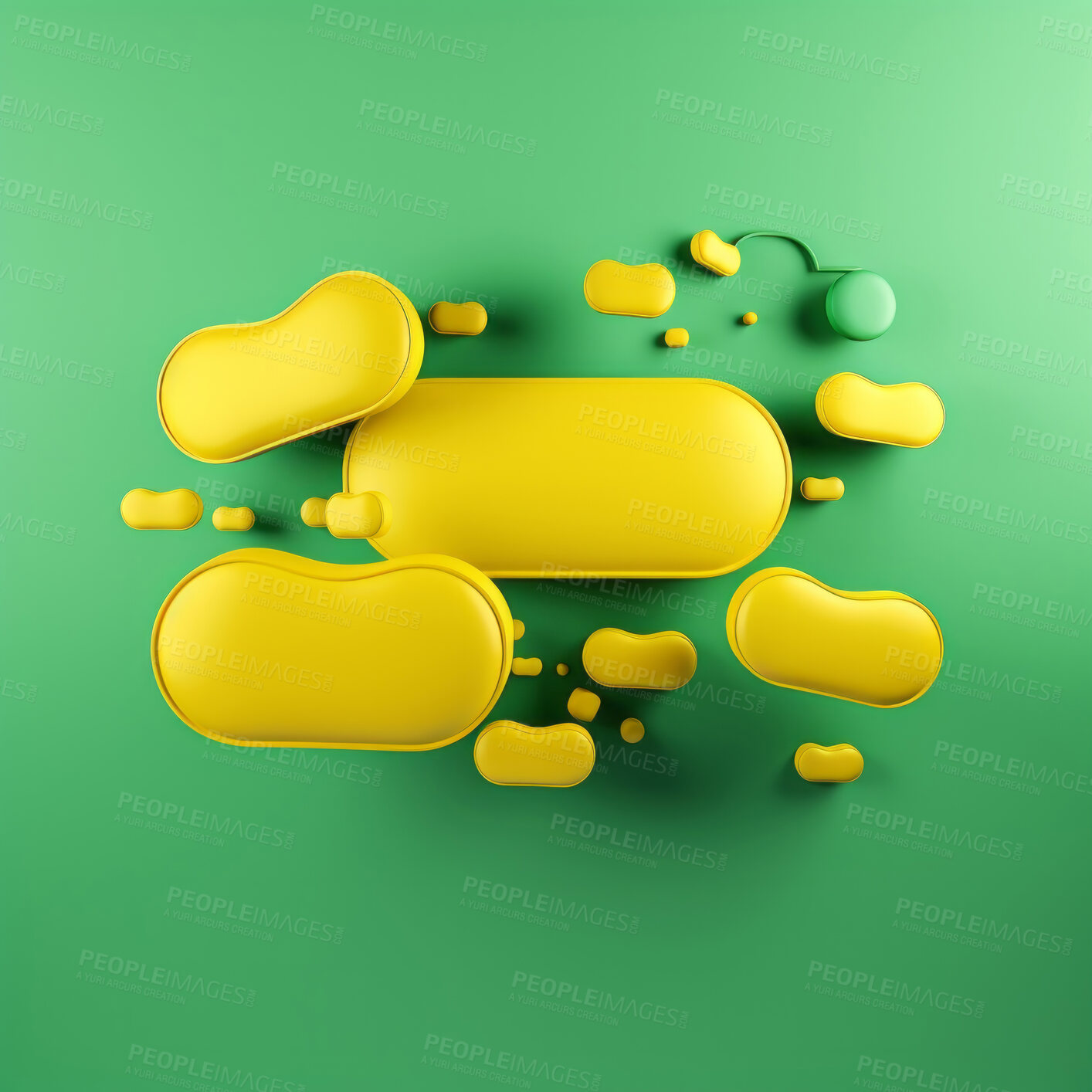 Buy stock photo 3d Blank yellow speech bubbles. Social media notification chat icon. Copyspace dialogue box