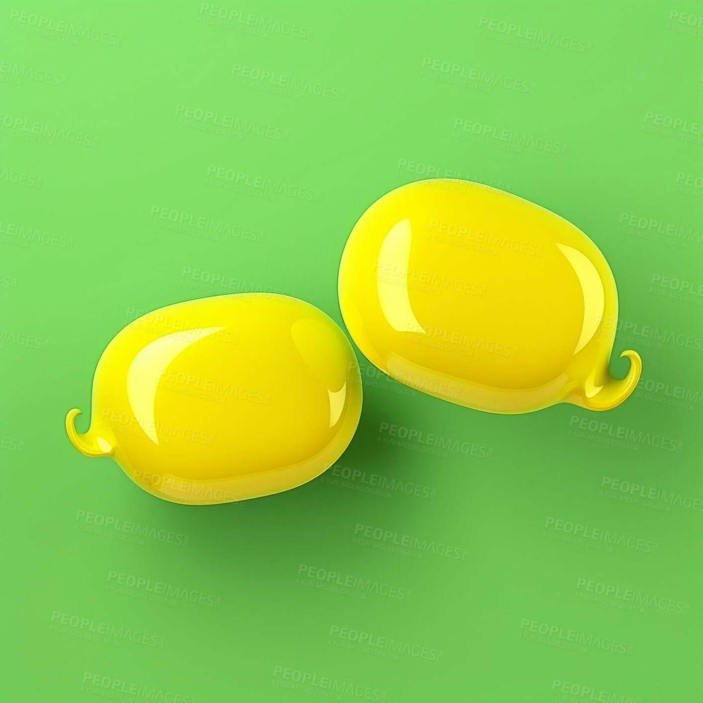 Buy stock photo 3d Blank yellow speech bubbles. Social media notification chat icon. Copyspace dialogue box