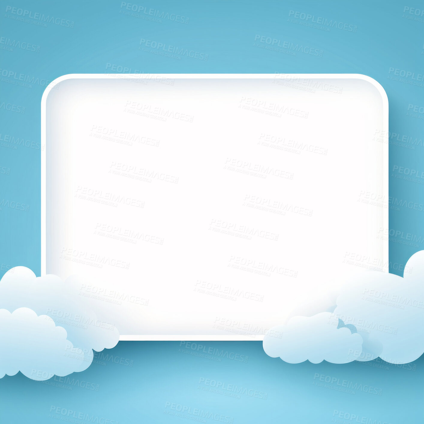 Buy stock photo Copyspace speech bubble with clouds. Communication notification message concept