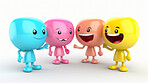 Group of 3d cartoon notification characters. Review and rating chat icons.