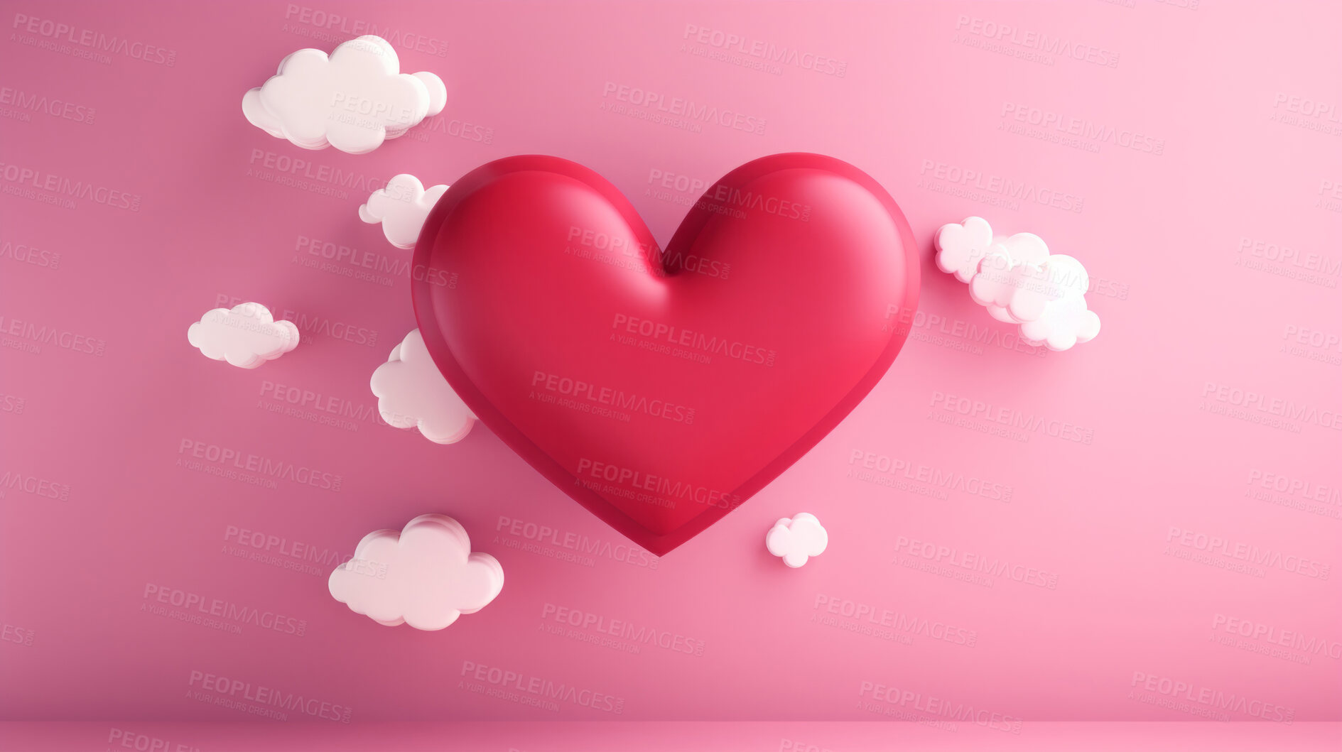 Buy stock photo 3d Blank red heart speech bubble. Social media notification chat icon. Copyspace dialogue box