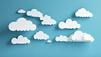 Hanging cloud speech bubbles. Social media notification chat icon. Copyspace dialogue box