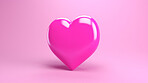 3d Blank pink heart speech bubble. Social media notification chat icon. Copyspace dialogue box