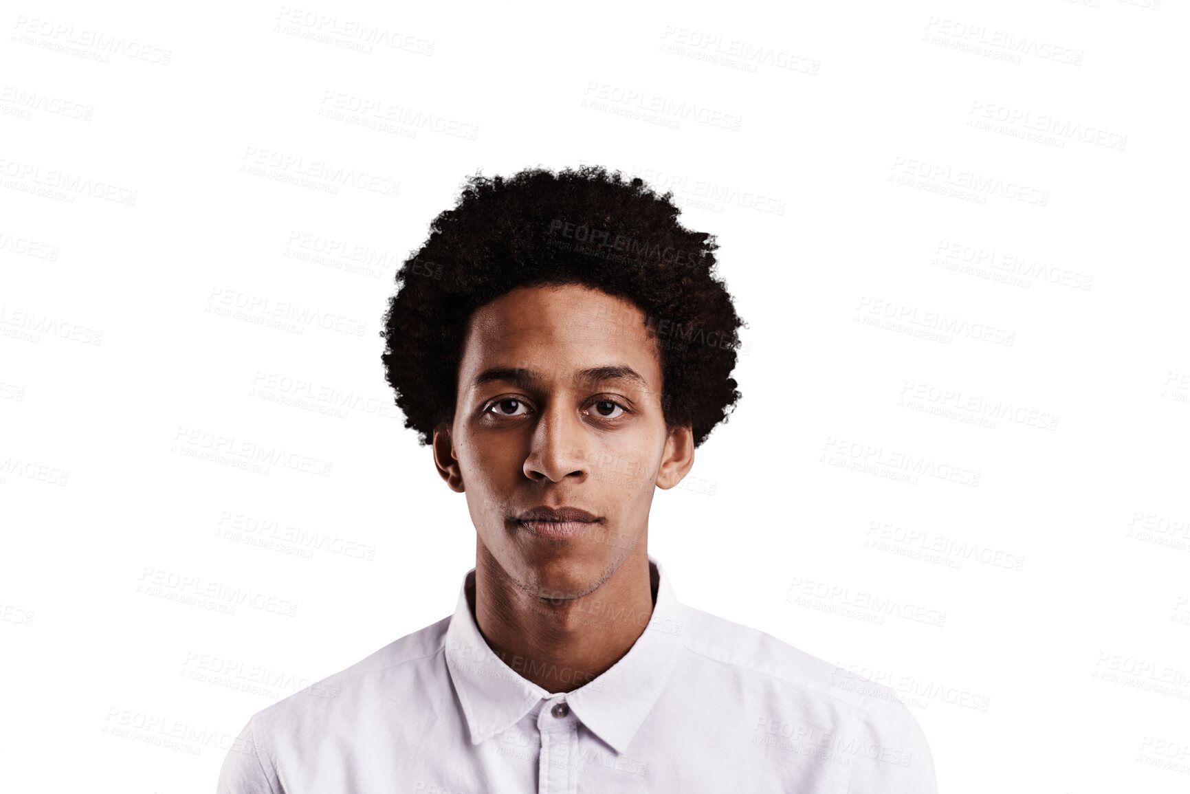 Buy stock photo Portrait, mindset and a young business black man isolated on a transparent background for work. Face, fashion and corporate with a confident professional on PNG for his corporate career or job