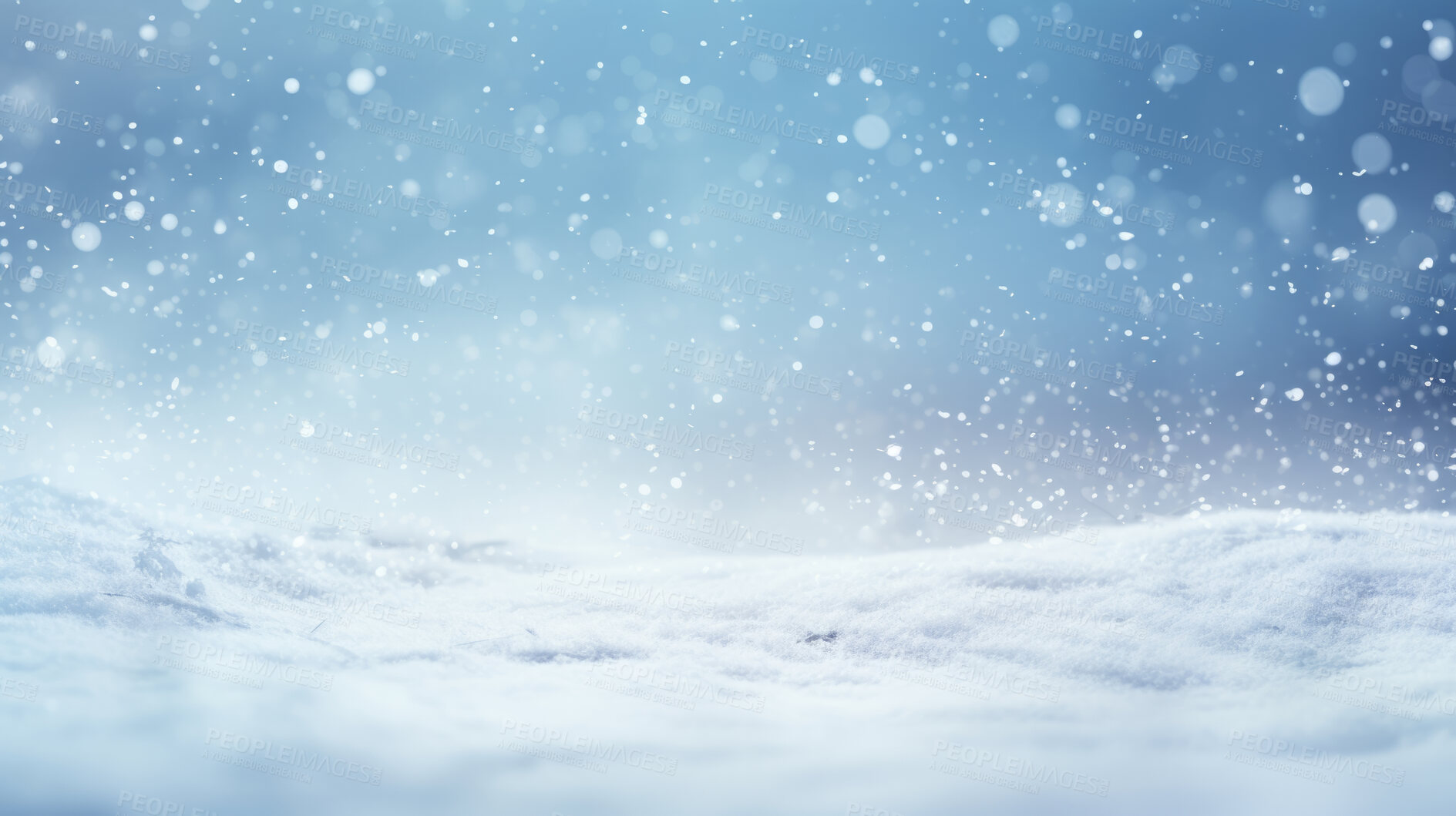 Buy stock photo Snow and winter blurred background. Christmas bokeh background or wallpaper
