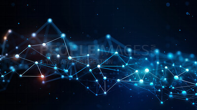 Network connection of points and lines. Data technology digital background. 3D render