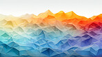 Colorful digital facet design in the shape of sound waves or mountain on white background
