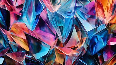 Colorful gem, glass, crystal stone design, in the style of facets, on black background