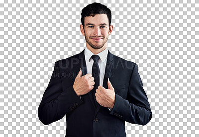 Buy stock photo Portrait, smile and man with business, suit and confident agent isolated on a transparent background. Face, person and model with a career, professional fashion and worker with png, corporate and joy