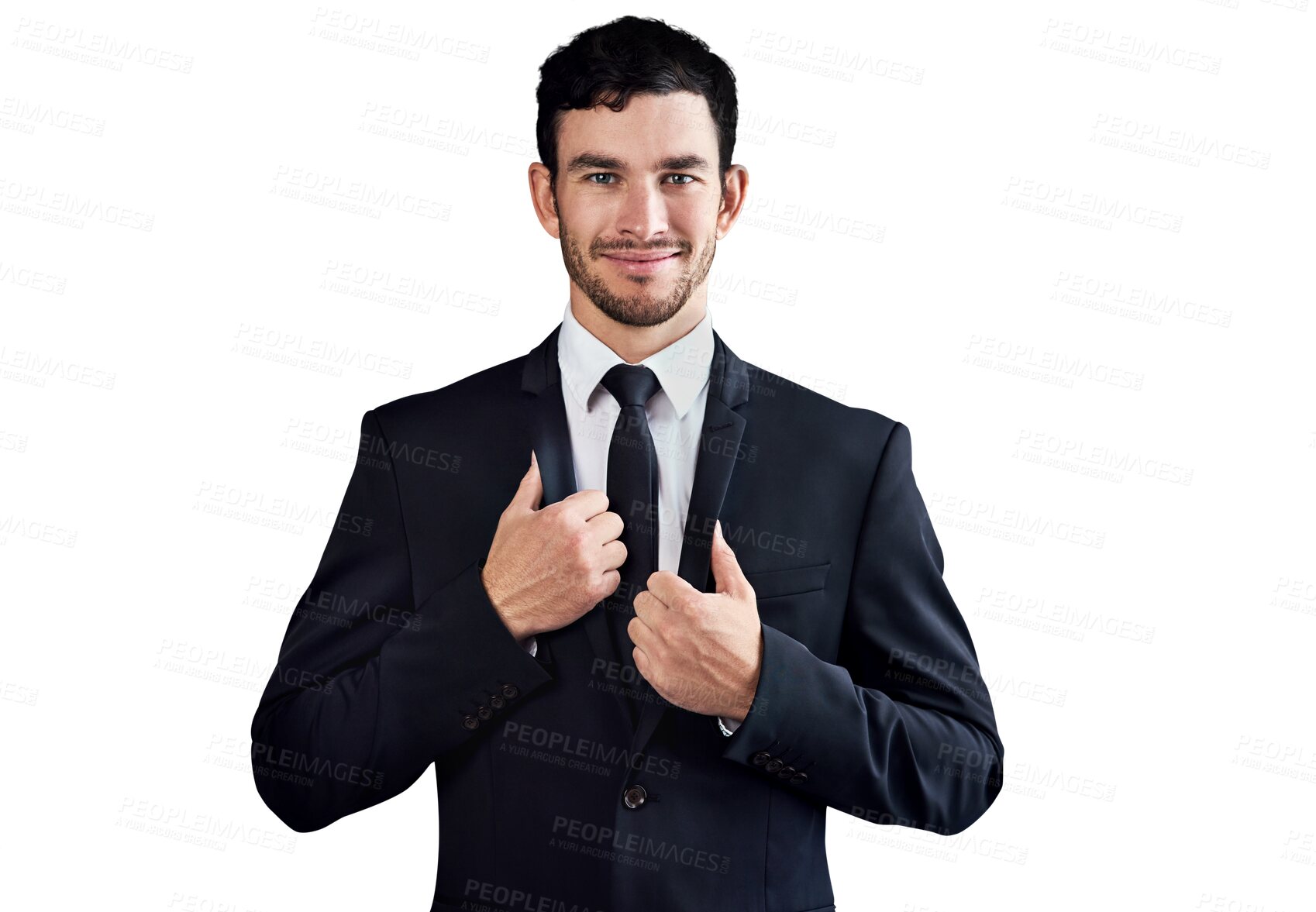 Buy stock photo Portrait, smile and man with business, suit and confident agent isolated on a transparent background. Face, person and model with a career, professional fashion and worker with png, corporate and joy