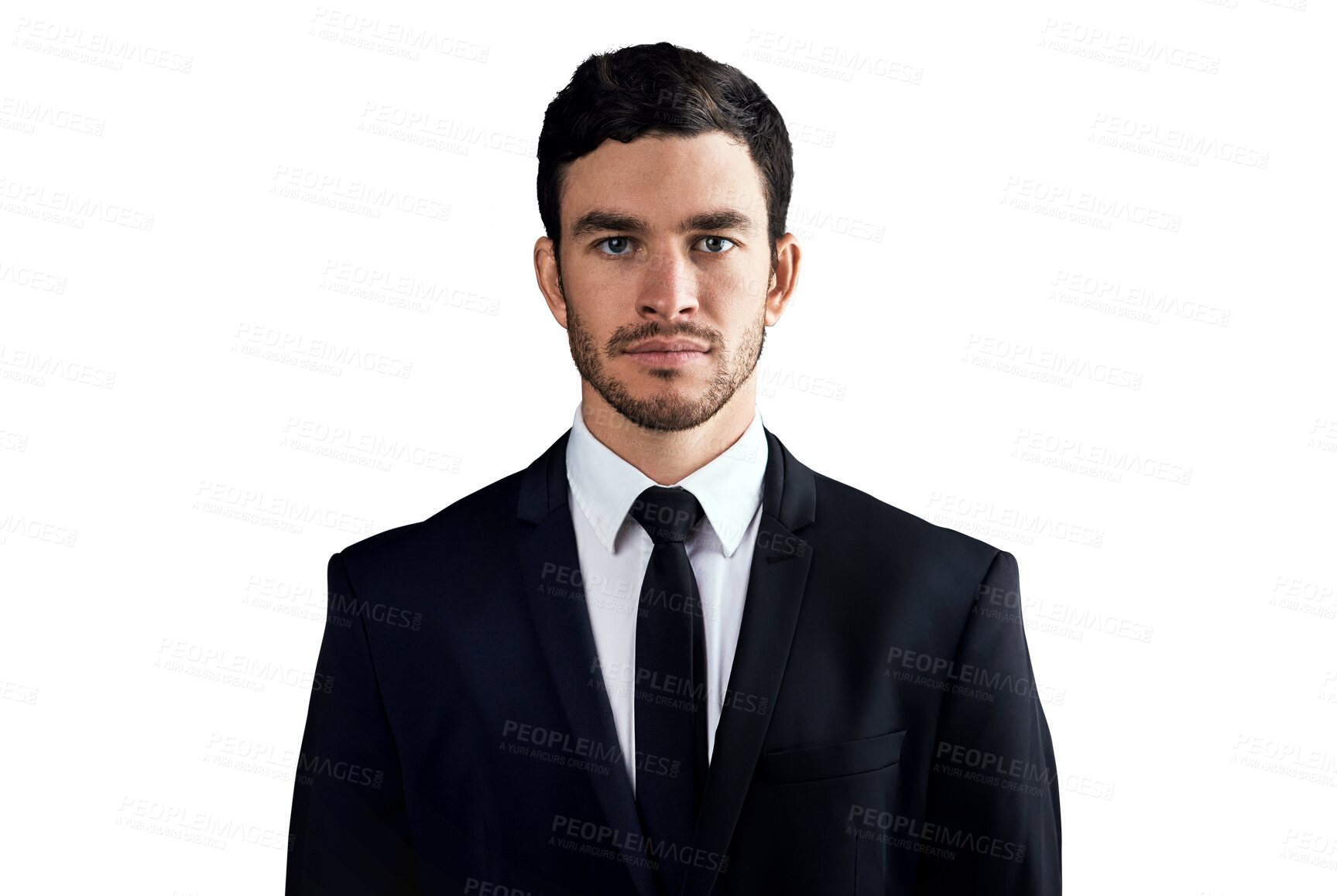 Buy stock photo Businessman, confident or portrait with professional, fashion suit or corporate career. Young guy, entrepreneur or serious face for job pride with ambition and isolated on transparent png background