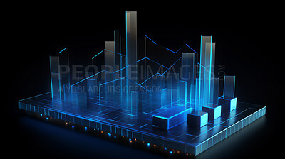 Abstract financial graph and info graphic. Data analysis in stock market. 3D design