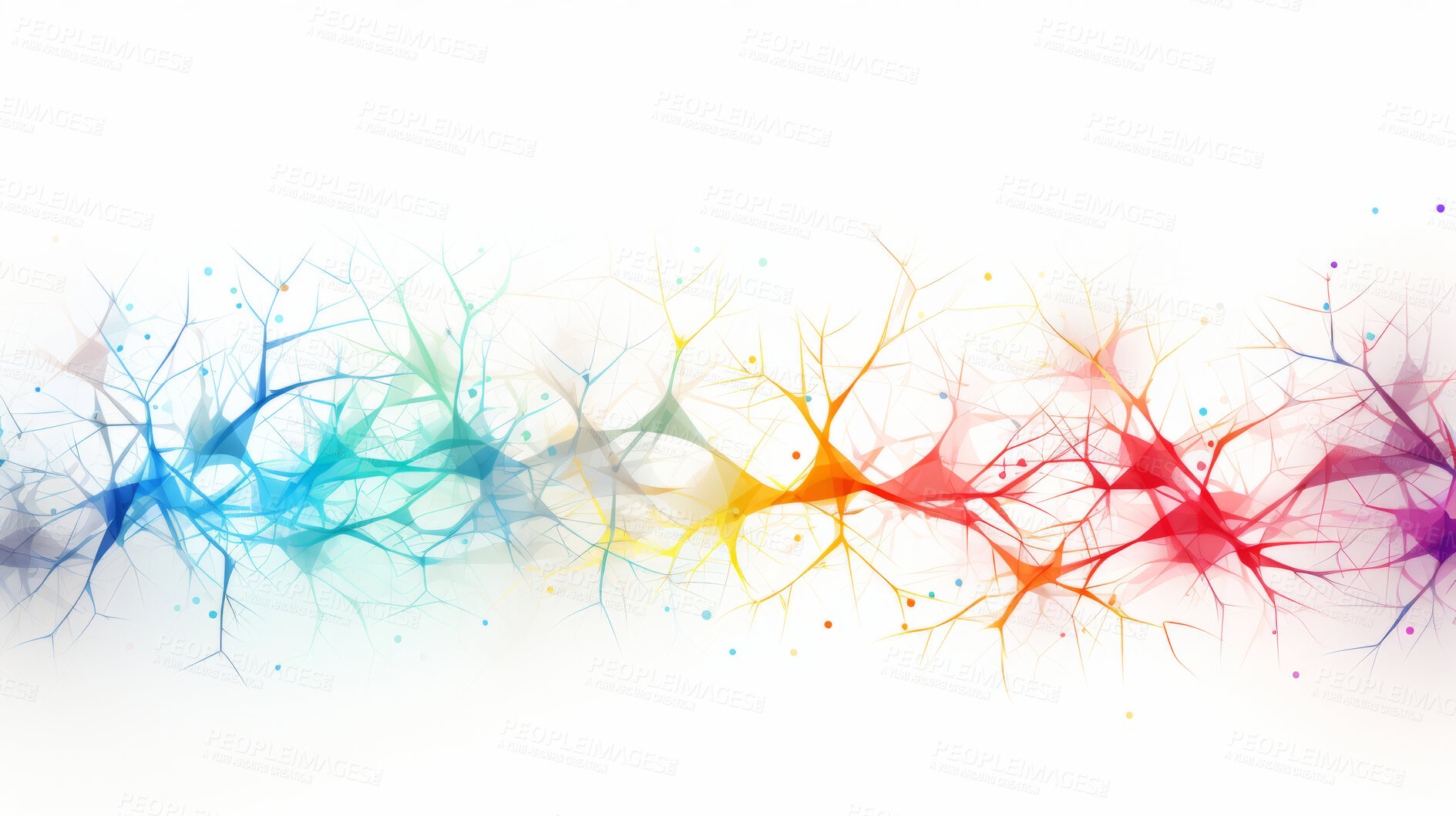 Buy stock photo Neuron brain cell medical background. Science neural connection, bright color lights