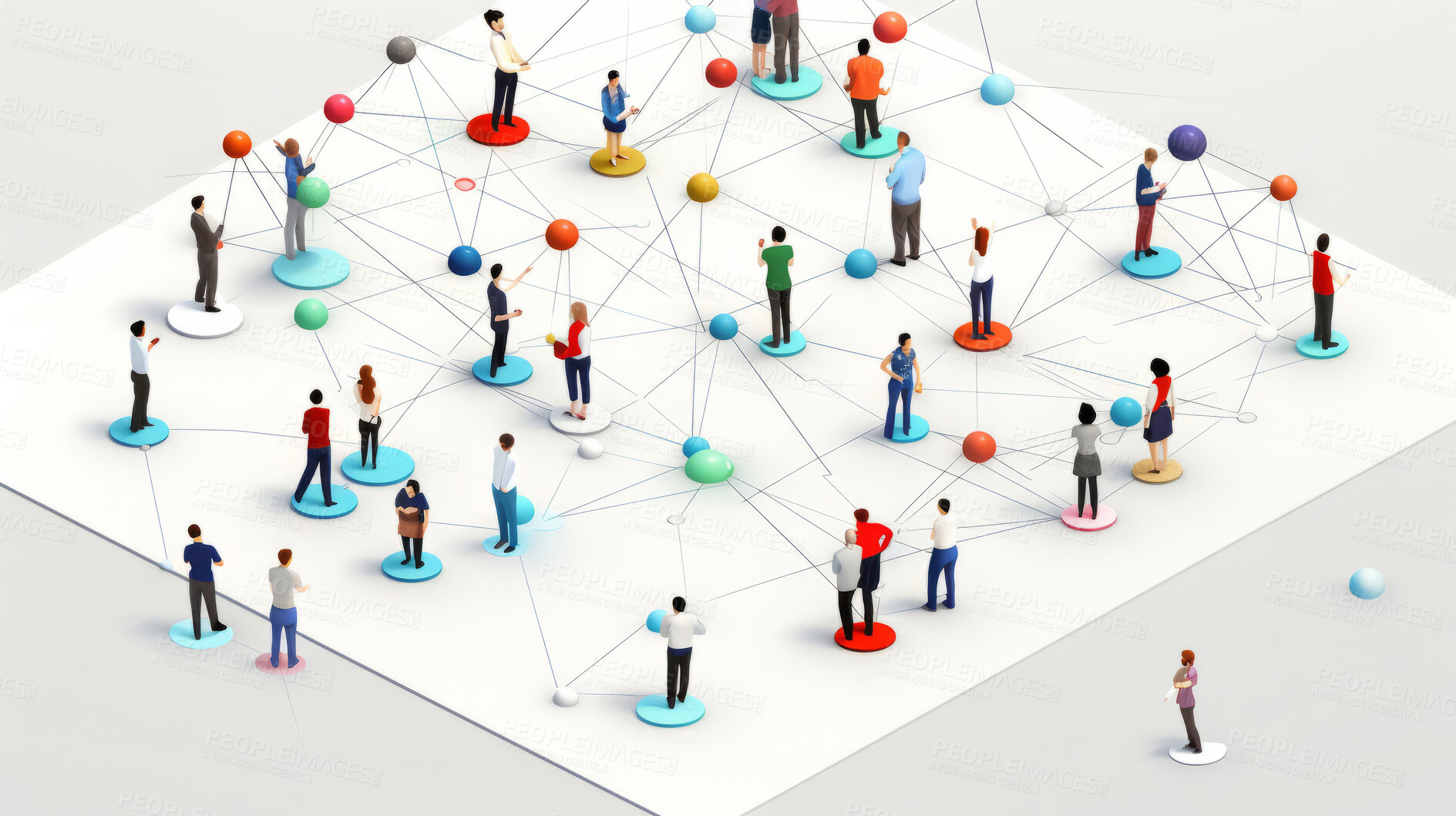 Buy stock photo View of a crowd with a network of connections. Big data, smart city, wifi concept.