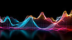 Coloful wave abstract info graphics. Analysis, or sound data, on a black background