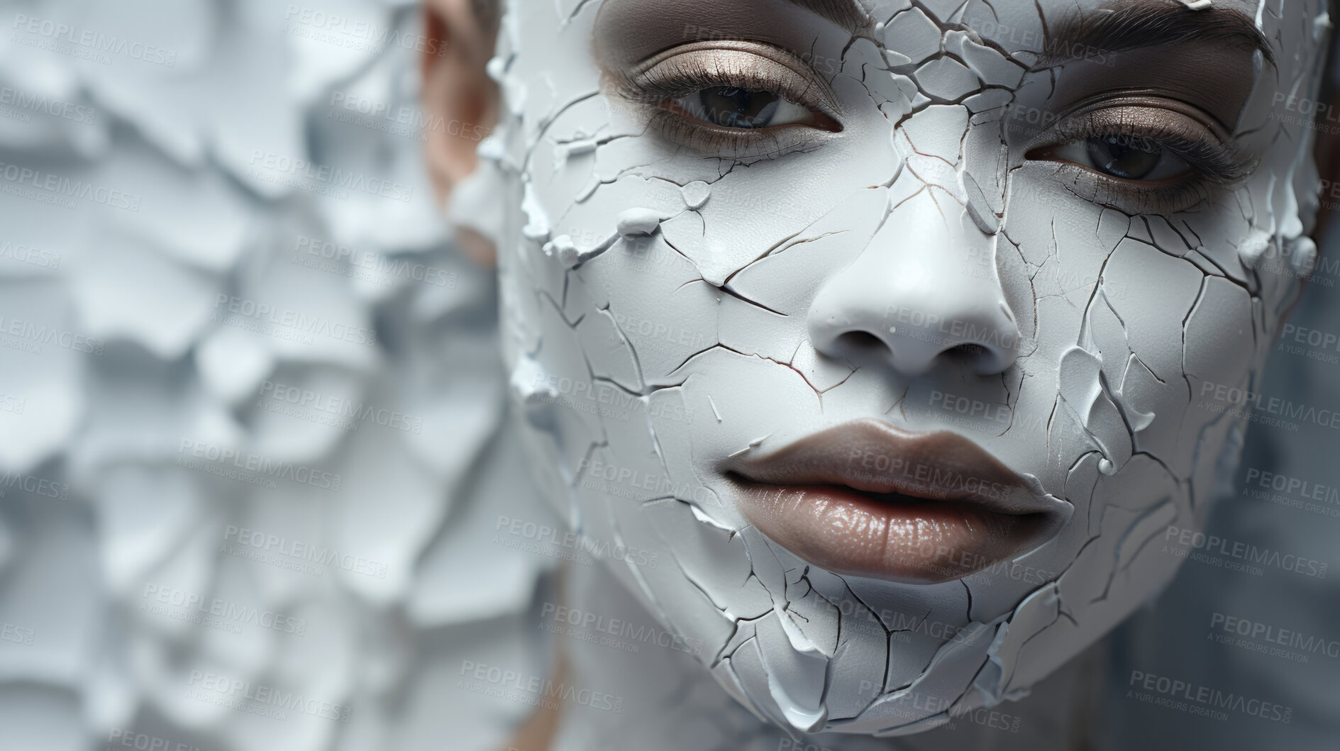 Buy stock photo Close-up portrait of model with abstract artistic make-up. Fashion, beauty concept.