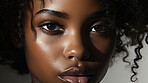 Close-up of attractive model face. Fashion, editorial concept.