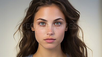 Close-up studio portrait of model. Clear backdrop. Fashion, Beauty concept.