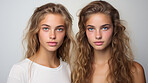 Group of young models in studio shot. Beauty, fashion concept.