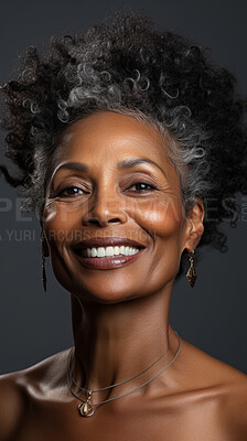 Portrait of attractive mature woman on clear backdrop. Fashion, editorial concept.