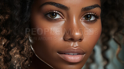 Close-up of african model. Make-up, smooth skin. Fashion, editorial concept.