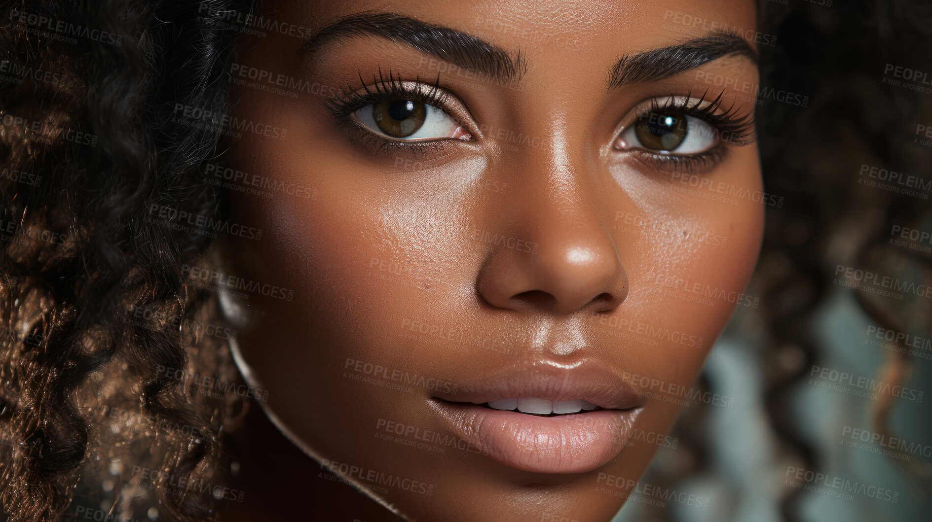 Buy stock photo Close-up of african model. Make-up, smooth skin. Fashion, editorial concept.