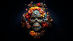 Day of the dead, sugar skull, colourful painting design, illustration.