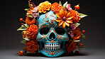 Day of the dead, sugar skull, colourful painting design, illustration.