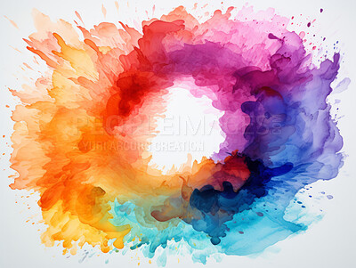 Buy stock photo Spiral, watercolour and design with art, painting and decoration for texture, creative and background. Ai generated, banner and pattern with abstract fantasy and colours.