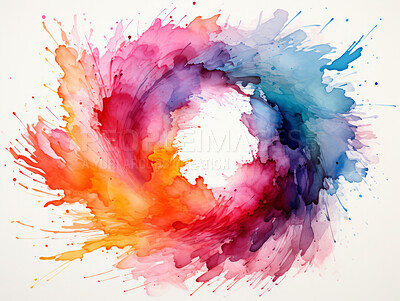 Spiral, watercolour and design with art, painting and decoration for texture, creative and background. Ai generated, banner and pattern with abstract fantasy and colours.