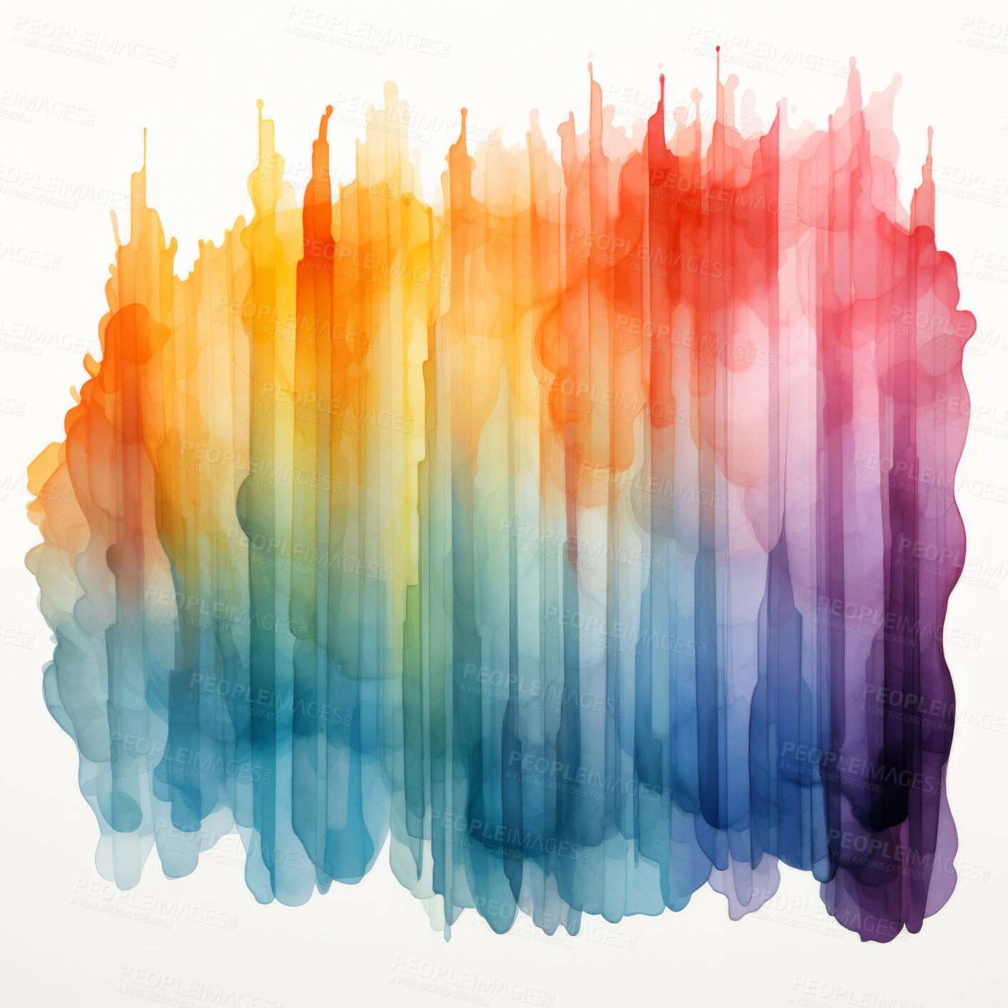 Buy stock photo Strokes, watercolour and design with art and painting for decorative, texture and creative. Ai generated, banner and pattern with abstract fantasy colours on background for graphi