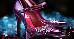 Modern fashion, high heels and shoes for woman. Ai generated glittering stiletto on background. Close-up, cosmetic and beautiful glitter.