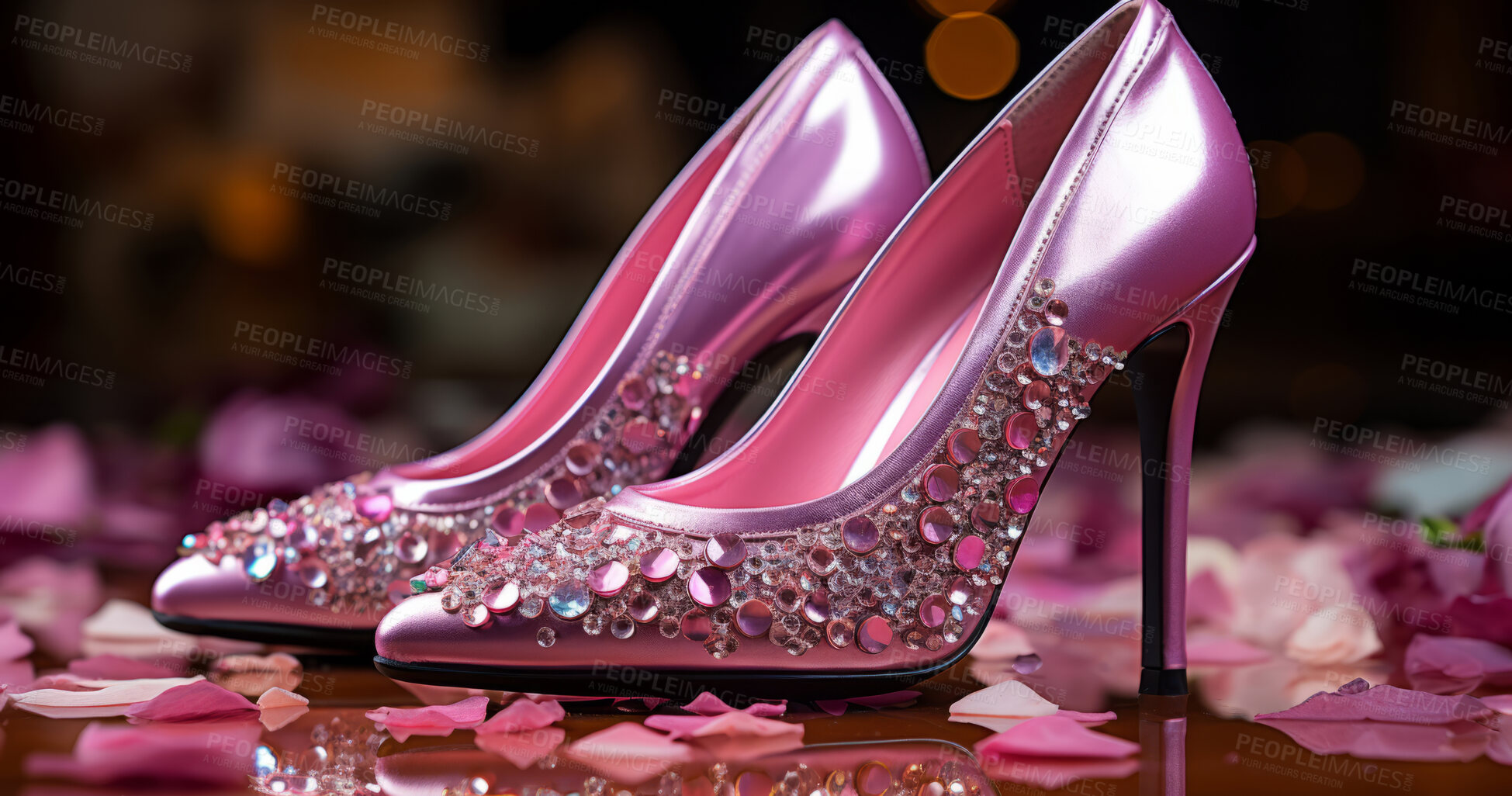 Buy stock photo Modern fashion, high heels and shoes for woman. Ai generated stylish stiletto in studio. Close-up, cosmetic and beautiful concept shot.